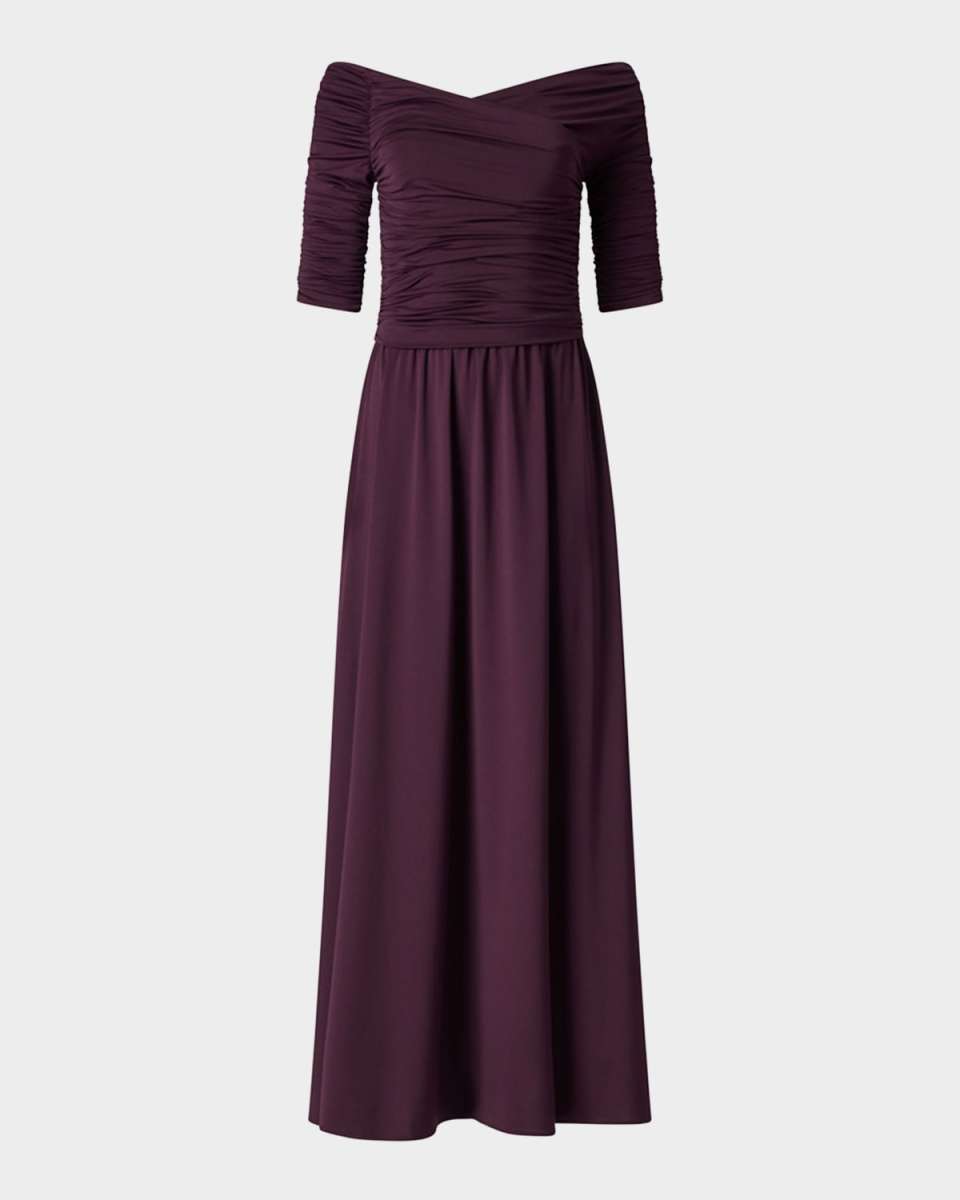 Char Off-Shoulder Ruched Long Dress